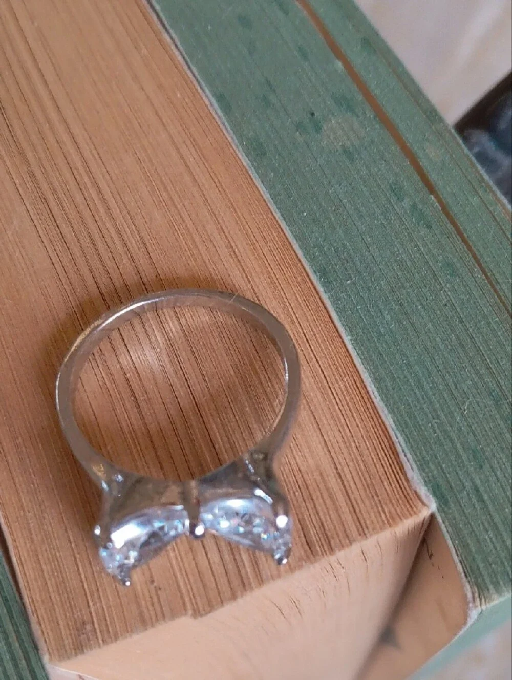 Sterling Silver Trillion Cut CZ Bow Ring